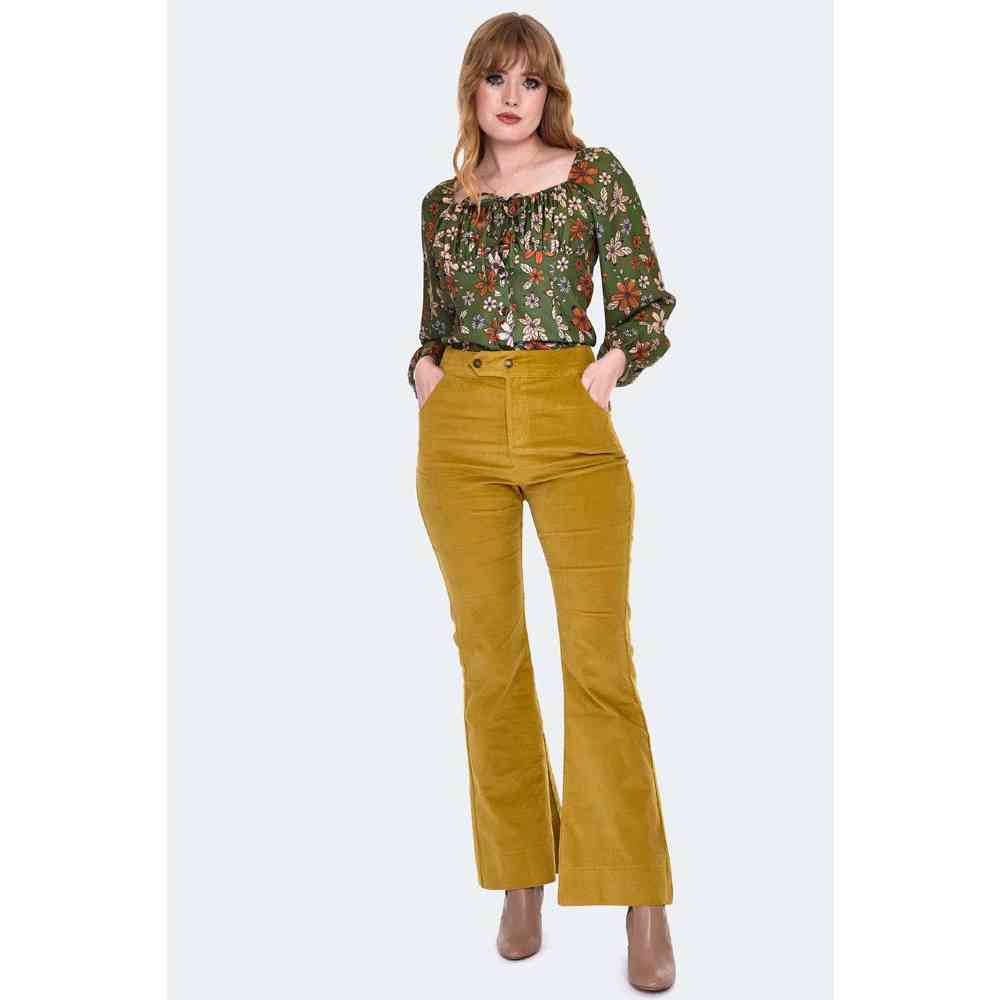 Voodoo Vixen - Corduroy Flared broek - Geel